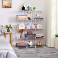 NNEAGS White Portable 12-Cube 3 Column Storage Organiser Foldable DIY Modular Grid Space Saving Shelf