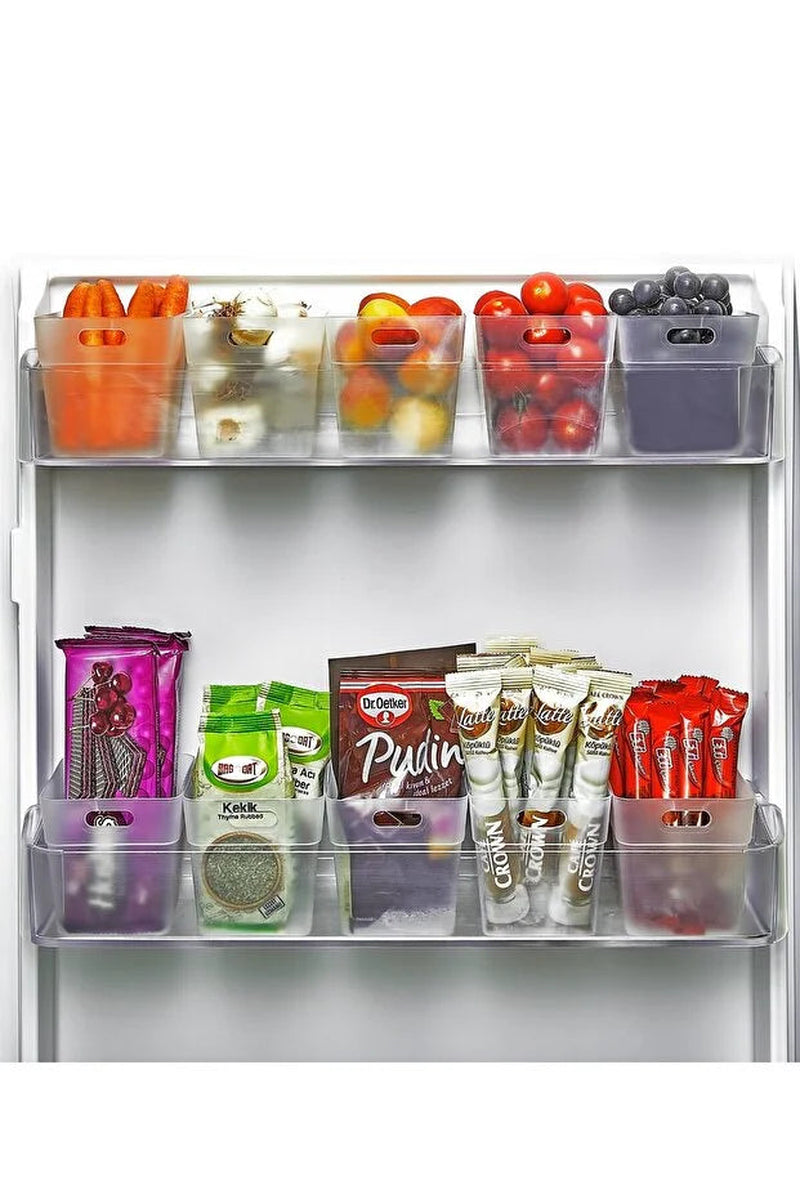 Set of 6 Fridge Organizer Bins Refrigerator Door Storage Boxes Clear Plastic Food Storage Containers
