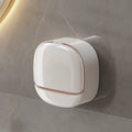 Luxury Soap Holder with Drain Tray, Waterproof Soap Dish Holder, Wall Mounted Drain Soap Box with Flip Lid for Bathroo