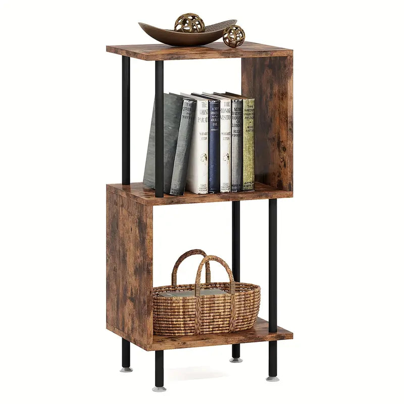 Wooden 3-Layer Tiered Book Shelf - Brown