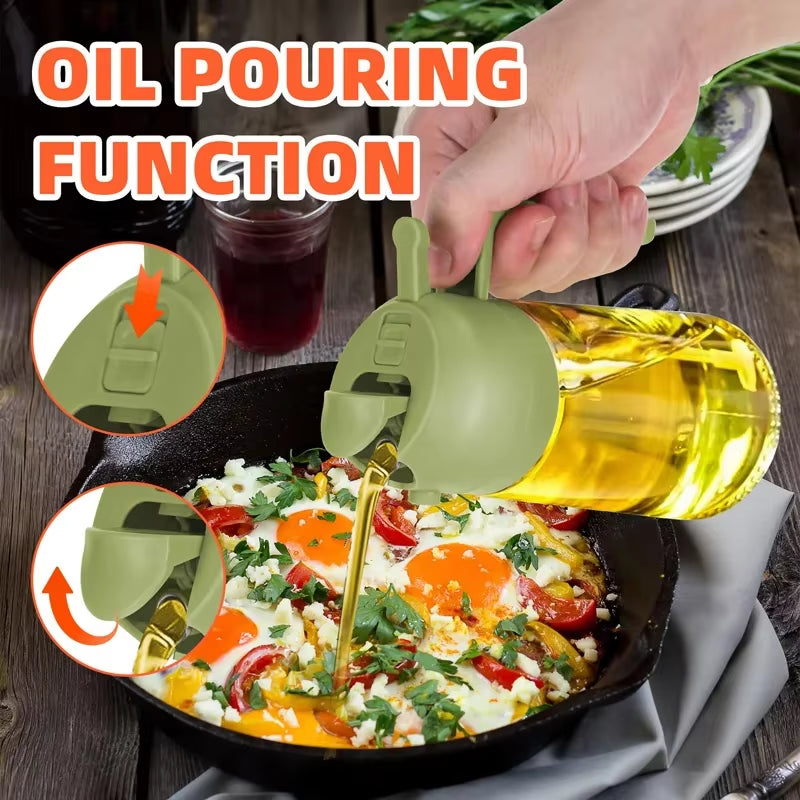 Dual Capacity Oil Spray Bottle - 200/300/500ml Kitchen Oil, Vinegar, and Soy Sauce Sprayer Container