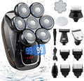 Rasierer Herren Elektrisch, 7 in 1 Elektrorasierer Herren Mit 7 Rotierende Scherköpfe, IPX7 Wasserdichter Kopfrasierer, Elektrischer Rasierer Herren Bart Nasenhaar Trimmer Pflege Kit