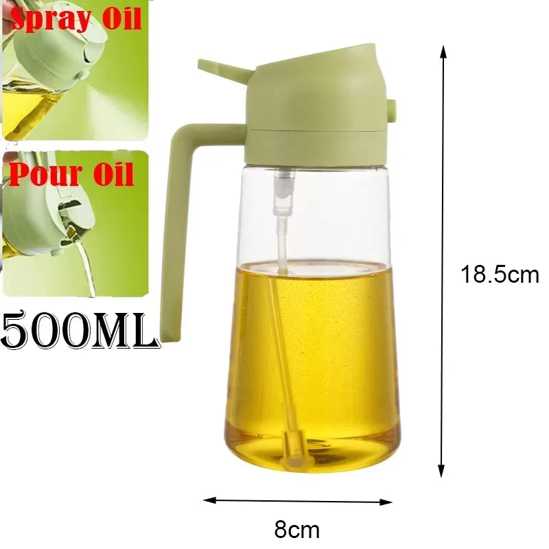 Dual Capacity Oil Spray Bottle - 200/300/500ml Kitchen Oil, Vinegar, and Soy Sauce Sprayer Container