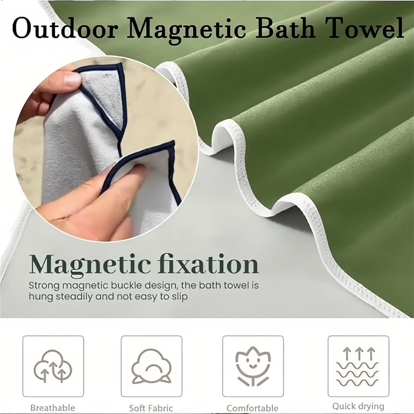 Multifunctional Outdoor Magnetic Bath Towel Coral Fleece Portable Magnet Towels Quick-Drying Beach Towel Bathroom Accessories