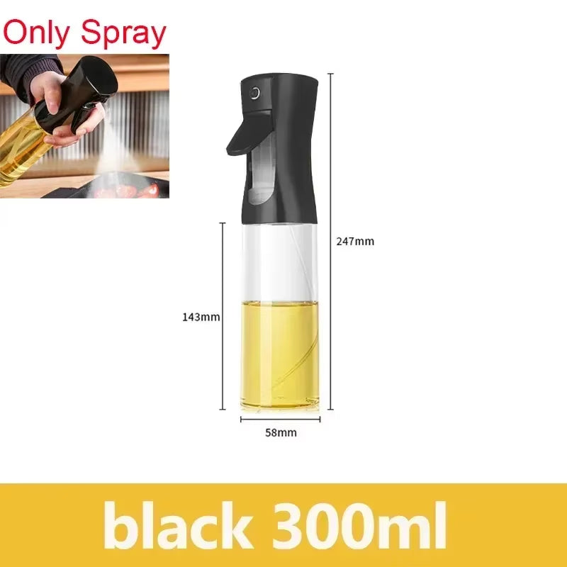 Dual Capacity Oil Spray Bottle - 200/300/500ml Kitchen Oil, Vinegar, and Soy Sauce Sprayer Container