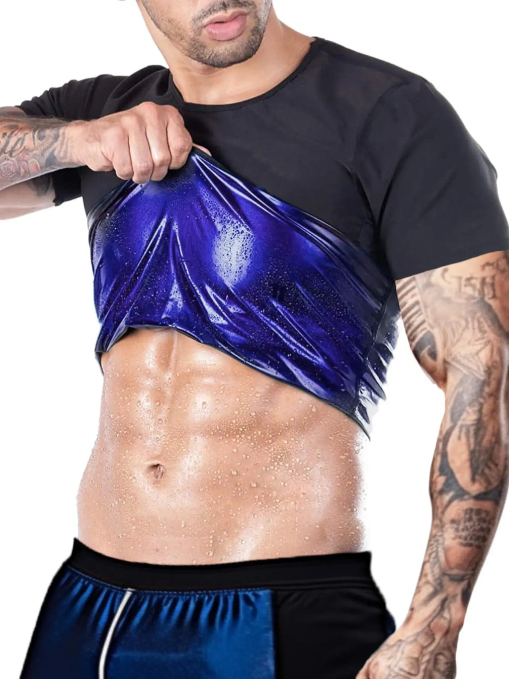 Men'S Sweat Sauna T-Shirts, Athletic Short Sleeve Tee, Weight Lose Workout Slimming Body Shaper, Fitness Waist Trainer, Men'S Shapewear, Gym Wear, Workout Top