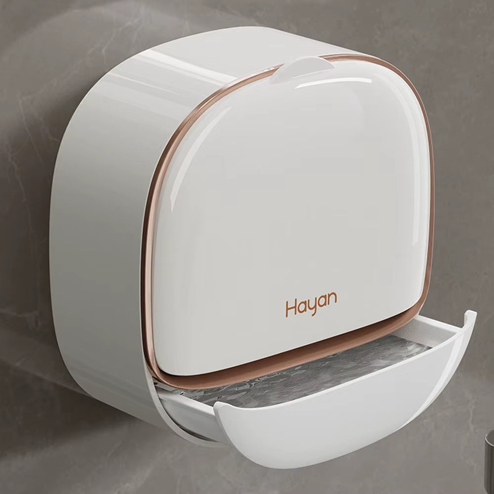 Luxury Soap Holder with Drain Tray, Waterproof Soap Dish Holder, Wall Mounted Drain Soap Box with Flip Lid for Bathroo