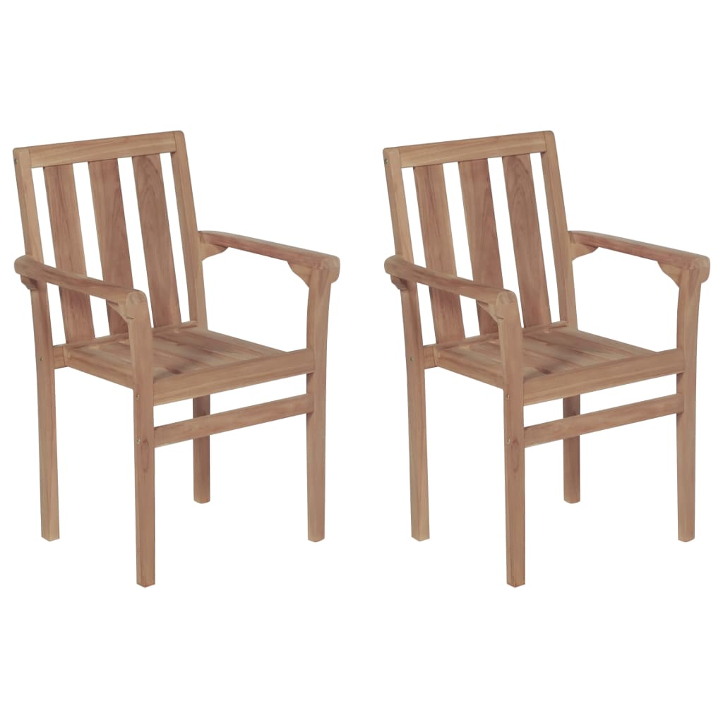 NNEVL Stackable Garden Chairs 2 pcs Solid Teak Wood