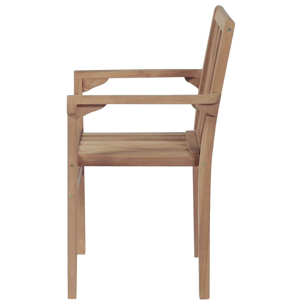 NNEVL Stackable Garden Chairs 2 pcs Solid Teak Wood