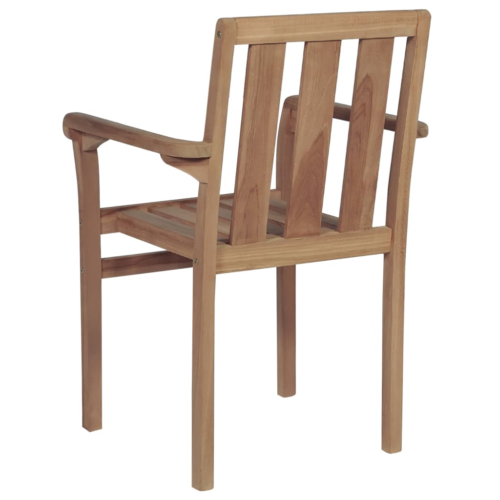 NNEVL Stackable Garden Chairs 2 pcs Solid Teak Wood