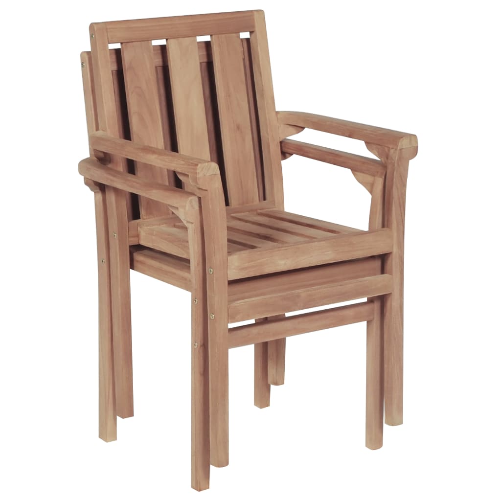 NNEVL Stackable Garden Chairs 2 pcs Solid Teak Wood