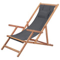 NNEVL Folding Beach Chair Fabric and Wooden Frame Grey