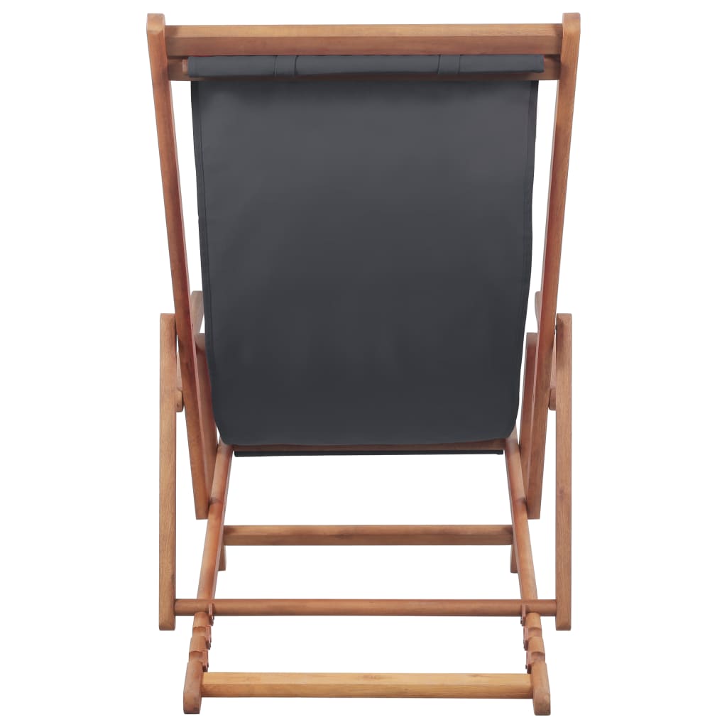 NNEVL Folding Beach Chair Fabric and Wooden Frame Grey