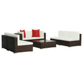 NNEVL 7 Piece Garden Lounge Set with Cushions Poly Rattan Brown