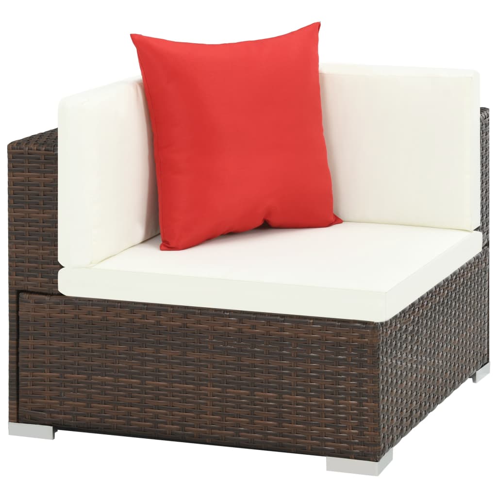 NNEVL 7 Piece Garden Lounge Set with Cushions Poly Rattan Brown
