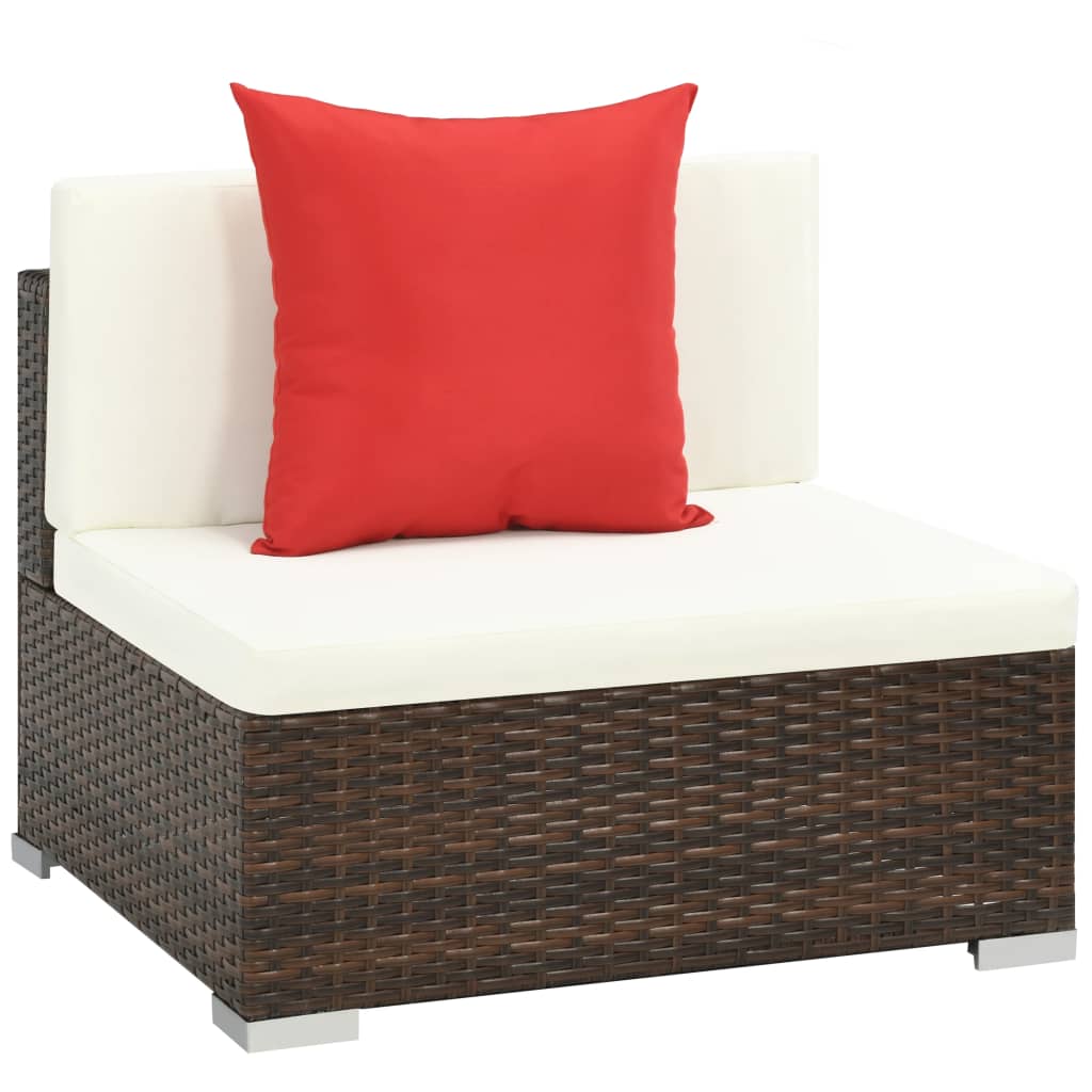 NNEVL 7 Piece Garden Lounge Set with Cushions Poly Rattan Brown