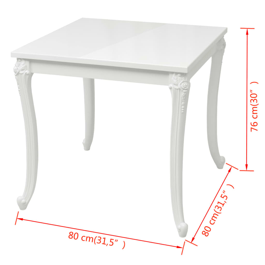 NNEVL Dining Table 80x80x76 cm High Gloss White