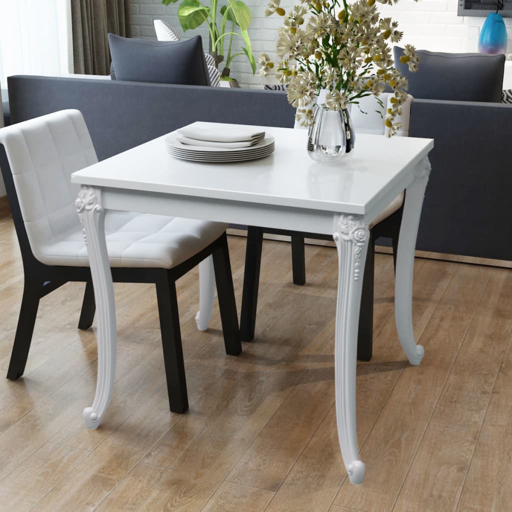 NNEVL Dining Table 80x80x76 cm High Gloss White