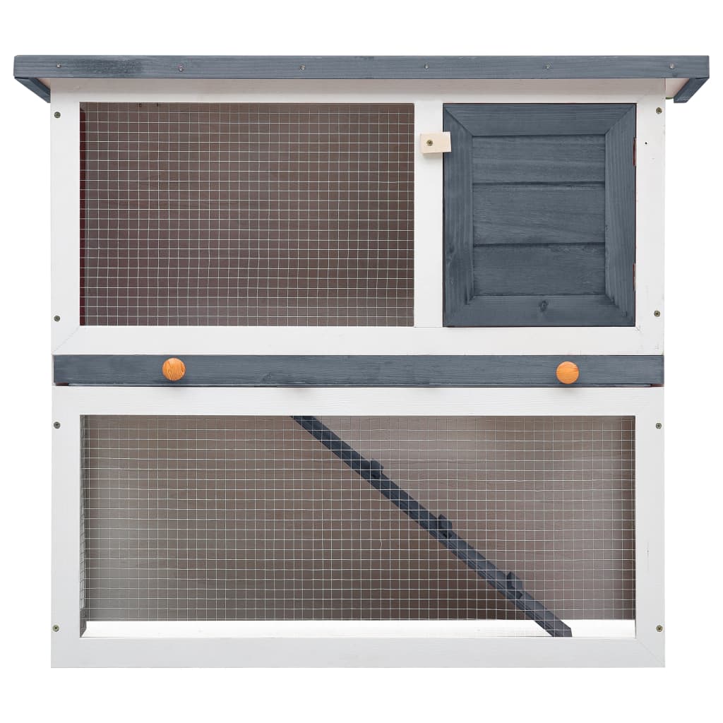 NNEVL Outdoor Rabbit Hutch 1 Door Grey Wood