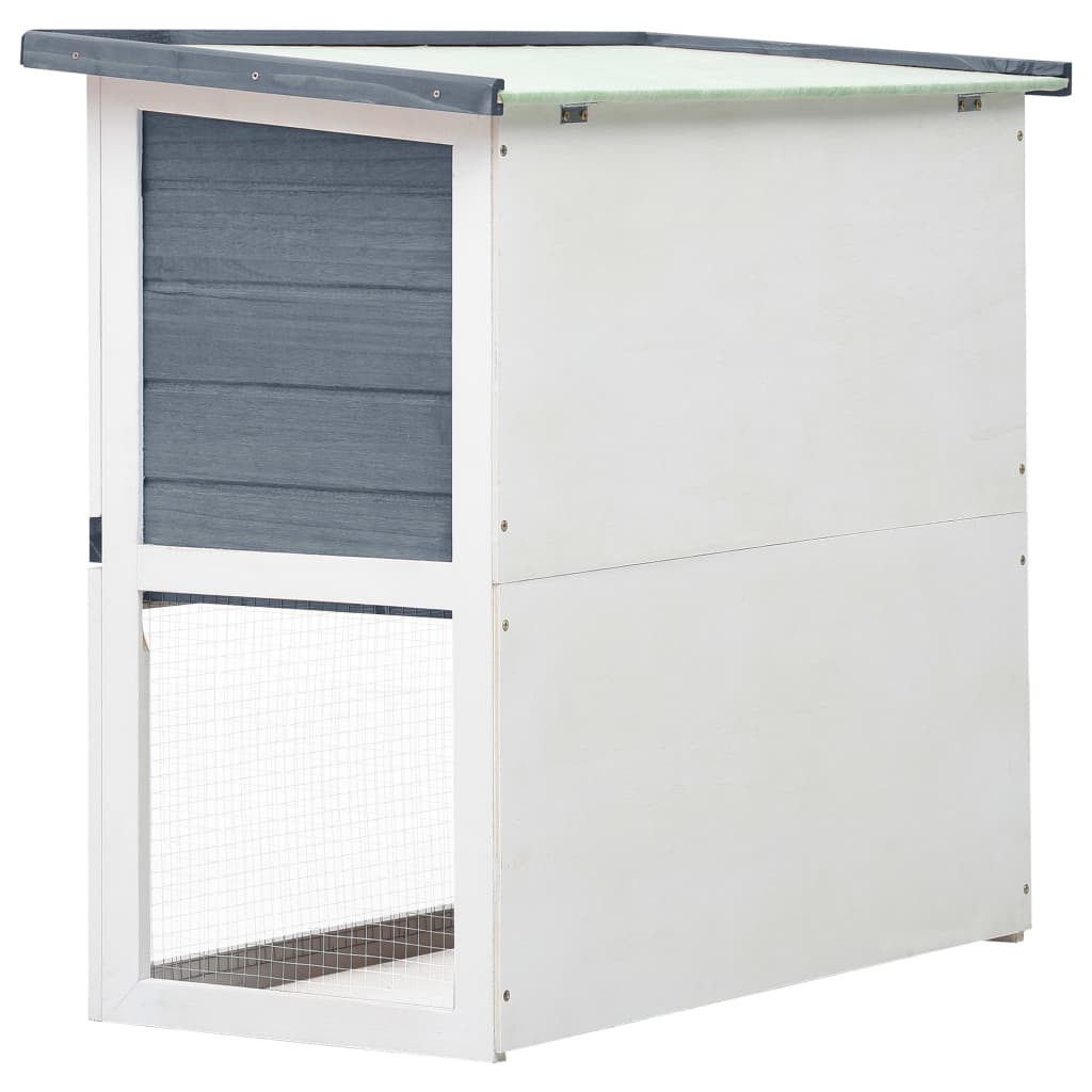 NNEVL Outdoor Rabbit Hutch 1 Door Grey Wood