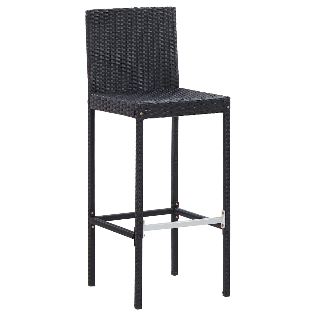 NNEVL 5 Piece Outdoor Bar Set Poly Rattan and Acacia Wood Black