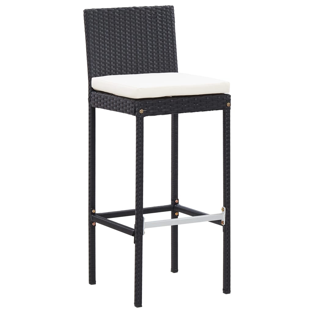 NNEVL 5 Piece Outdoor Bar Set Poly Rattan and Acacia Wood Black