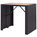 NNEVL 5 Piece Outdoor Bar Set Poly Rattan and Acacia Wood Black