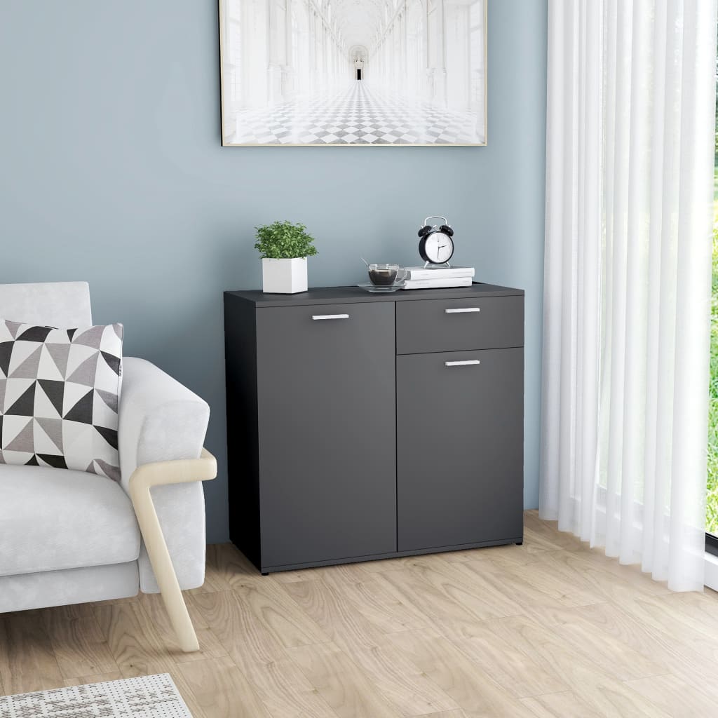 NNEVL Sideboard Grey 80x36x75 cm Chipboard