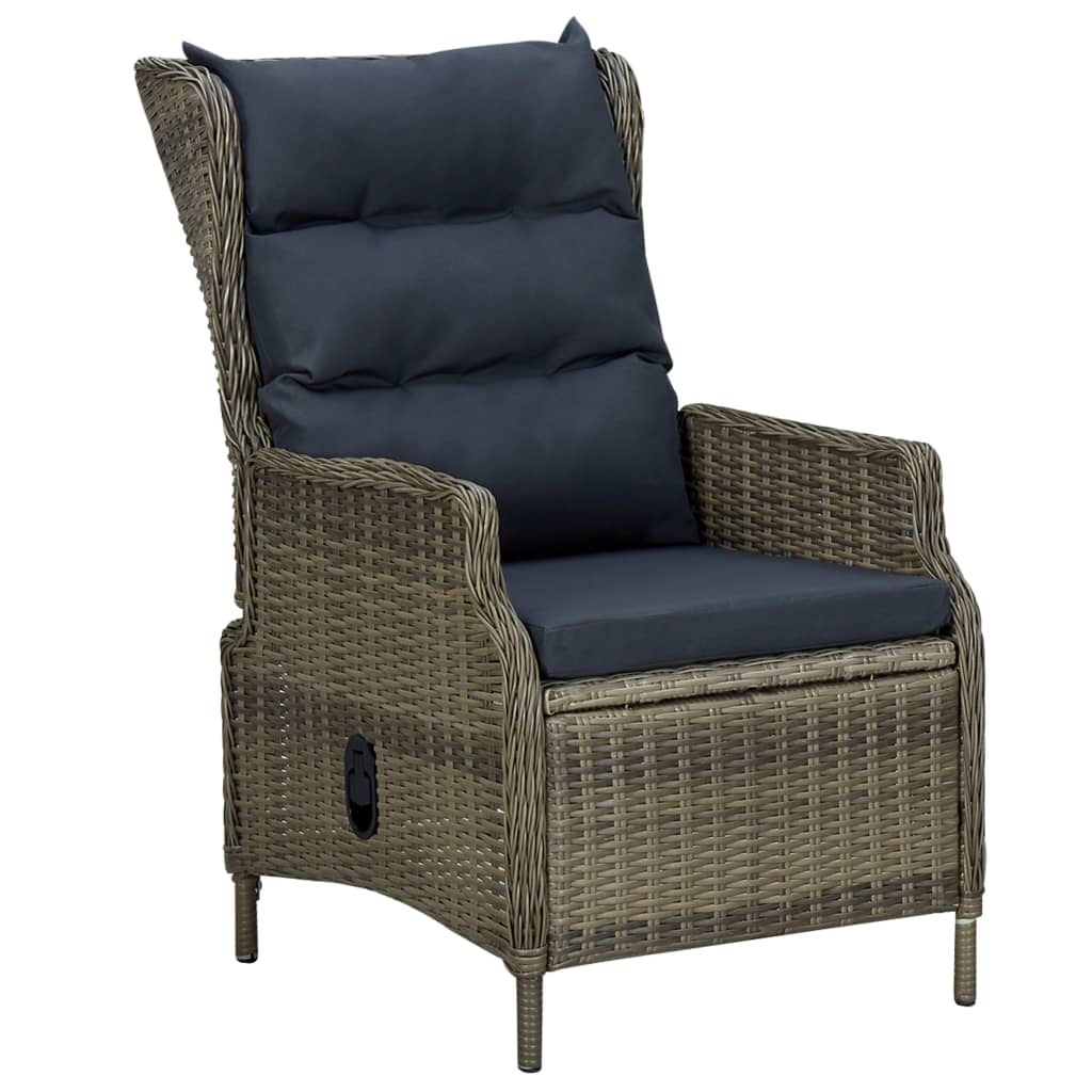 NNEVL Reclining Garden Chair with Cushions Poly Rattan Brown