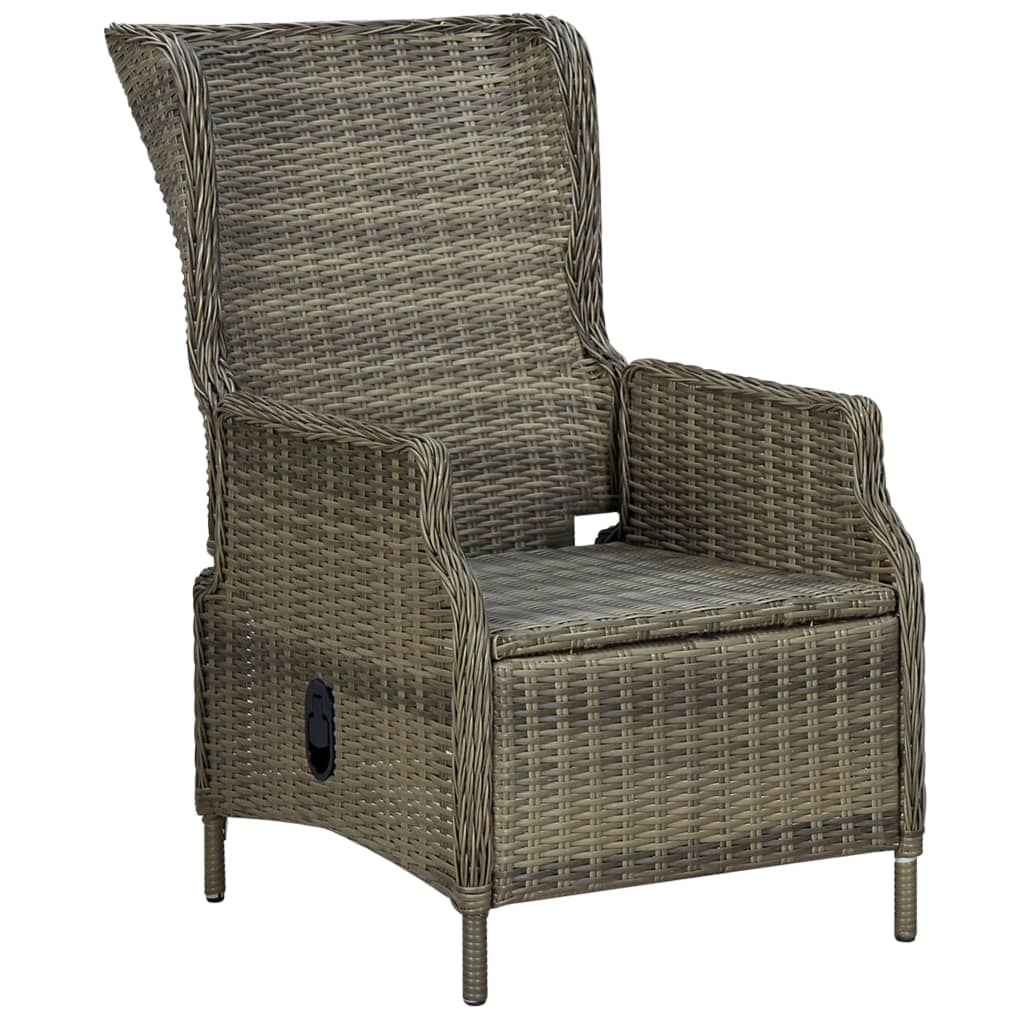 NNEVL Reclining Garden Chair with Cushions Poly Rattan Brown