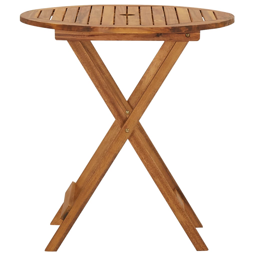 NNEVL Folding Garden Table 70 cm Solid Acacia Wood