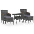 NNEVL 5 Piece Garden Dining Set Poly Rattan and Tempered Glass Grey