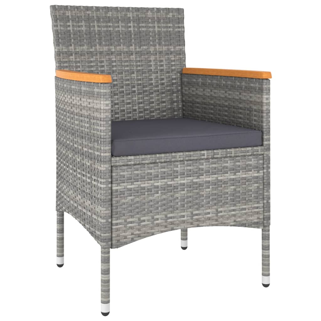 NNEVL 5 Piece Garden Dining Set Poly Rattan and Tempered Glass Grey