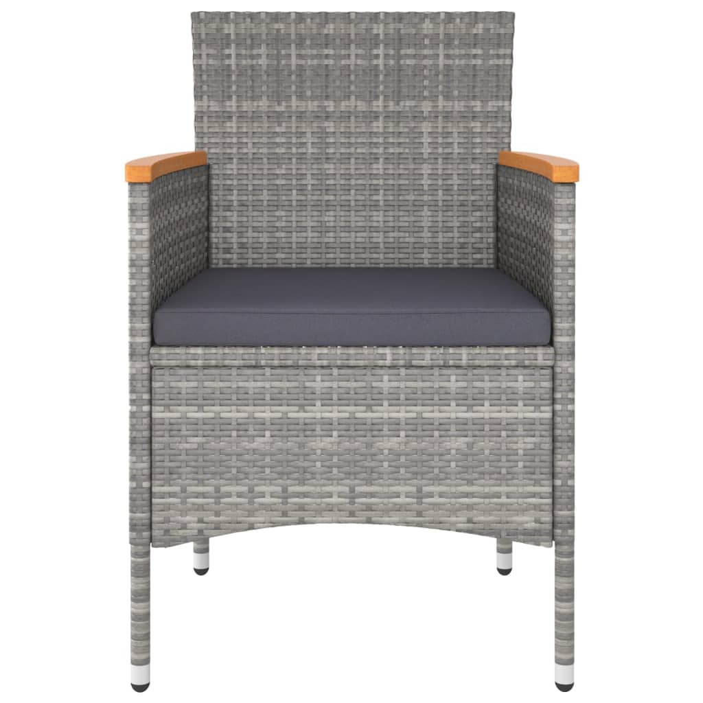 NNEVL 5 Piece Garden Dining Set Poly Rattan and Tempered Glass Grey