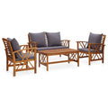NNEVL 4 Piece Garden Lounge Set with Cushions Solid Acacia Wood