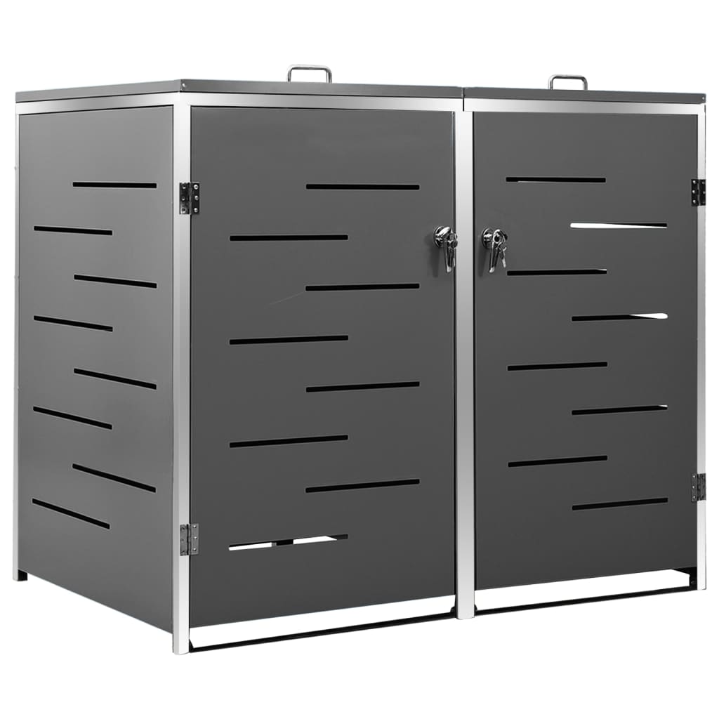NNEVL Double Wheelie Bin Shed 138x77.5x115.5 cm Stainless Steel
