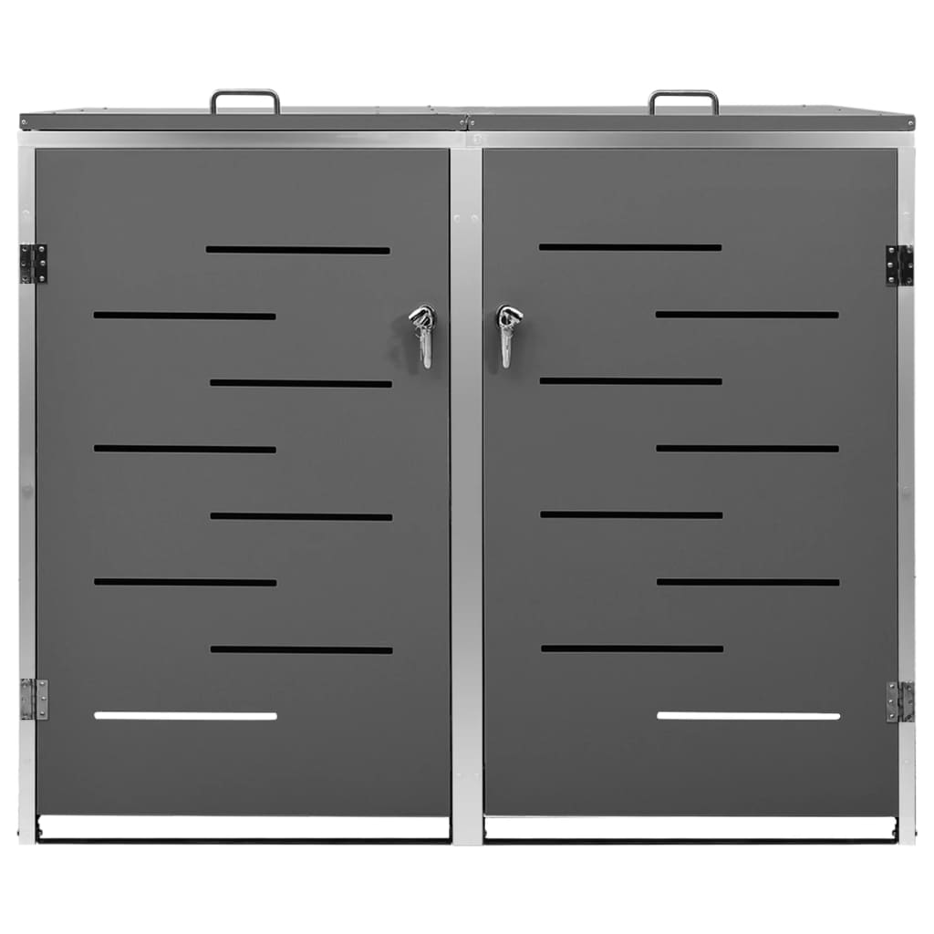 NNEVL Double Wheelie Bin Shed 138x77.5x115.5 cm Stainless Steel