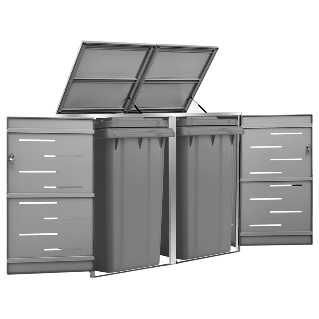 NNEVL Double Wheelie Bin Shed 138x77.5x115.5 cm Stainless Steel
