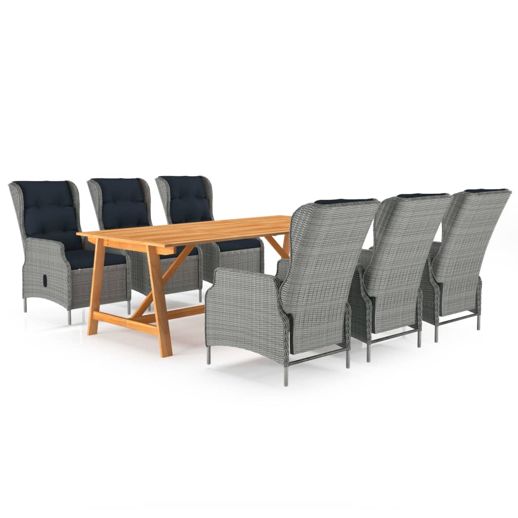 NNEVL 7 Piece Garden Dining Set Light Grey