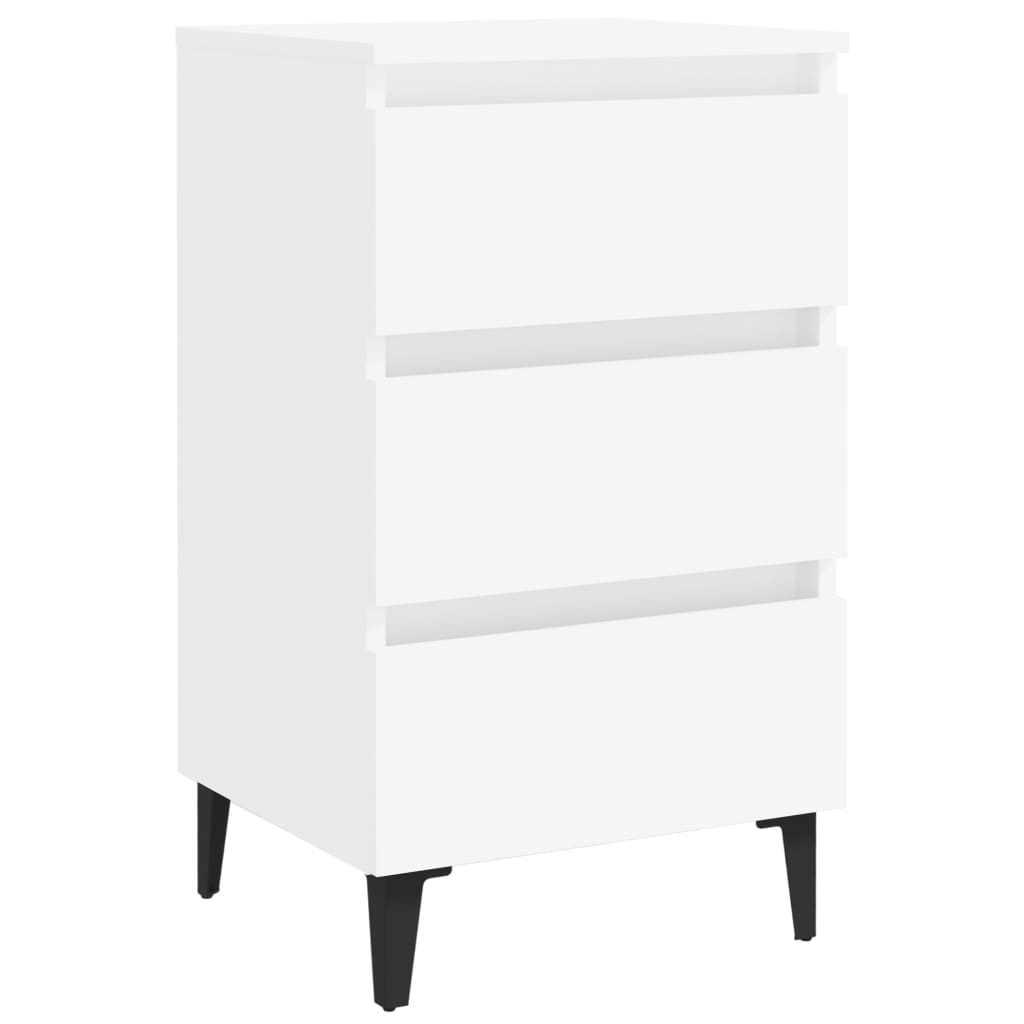NNEVL Bed Cabinet with Metal Legs White 40x35x69 cm