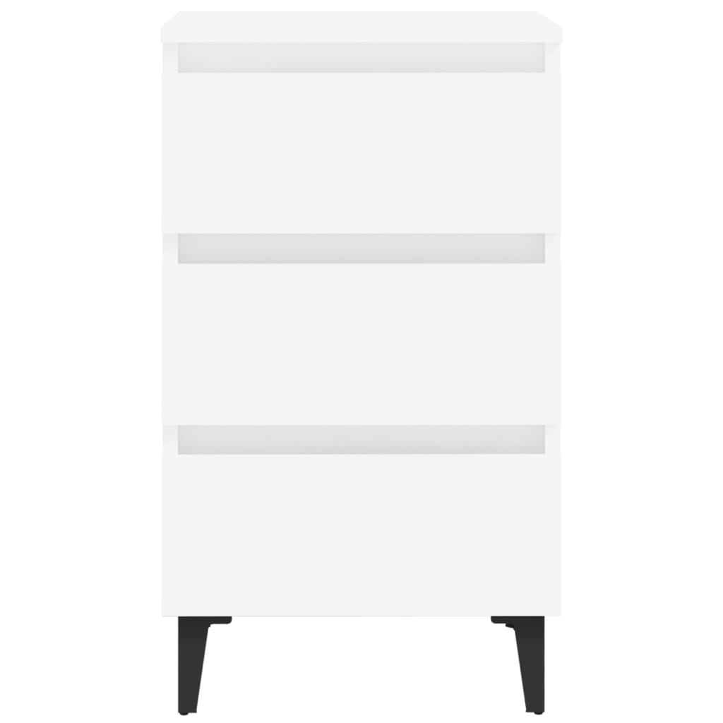 NNEVL Bed Cabinet with Metal Legs White 40x35x69 cm