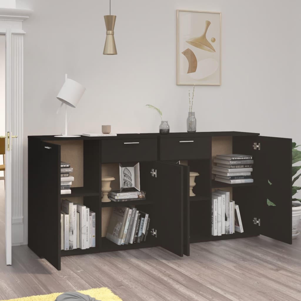 NNEVL Sideboard Black 160x36x75 cm Engineered Wood