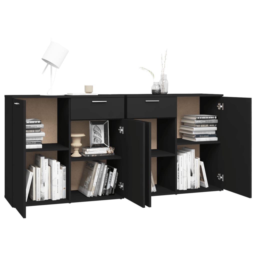 NNEVL Sideboard Black 160x36x75 cm Engineered Wood