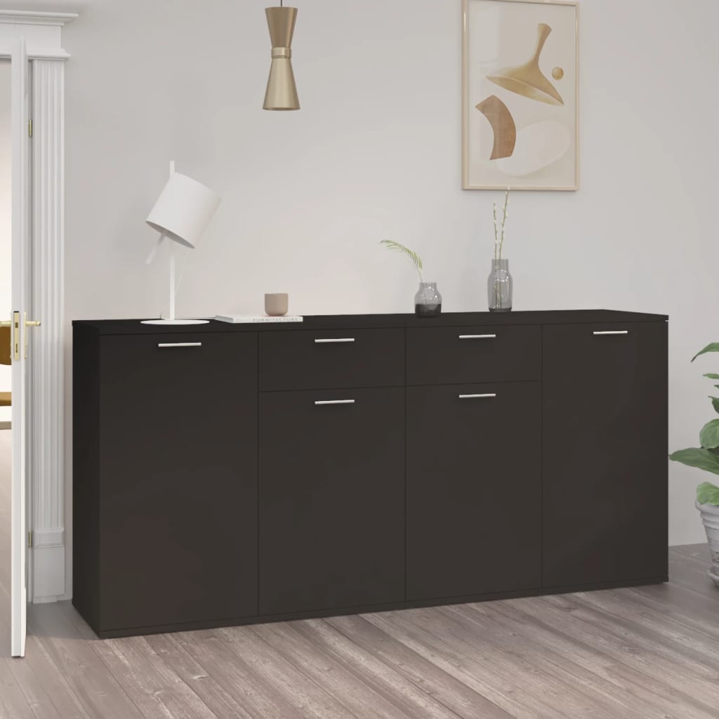 NNEVL Sideboard Black 160x36x75 cm Engineered Wood