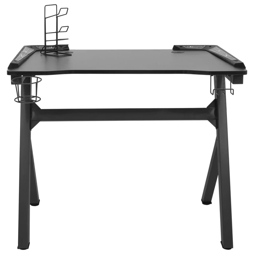NNEVL Gaming Desk LED with Y Shape Black 90x60x75 cm
