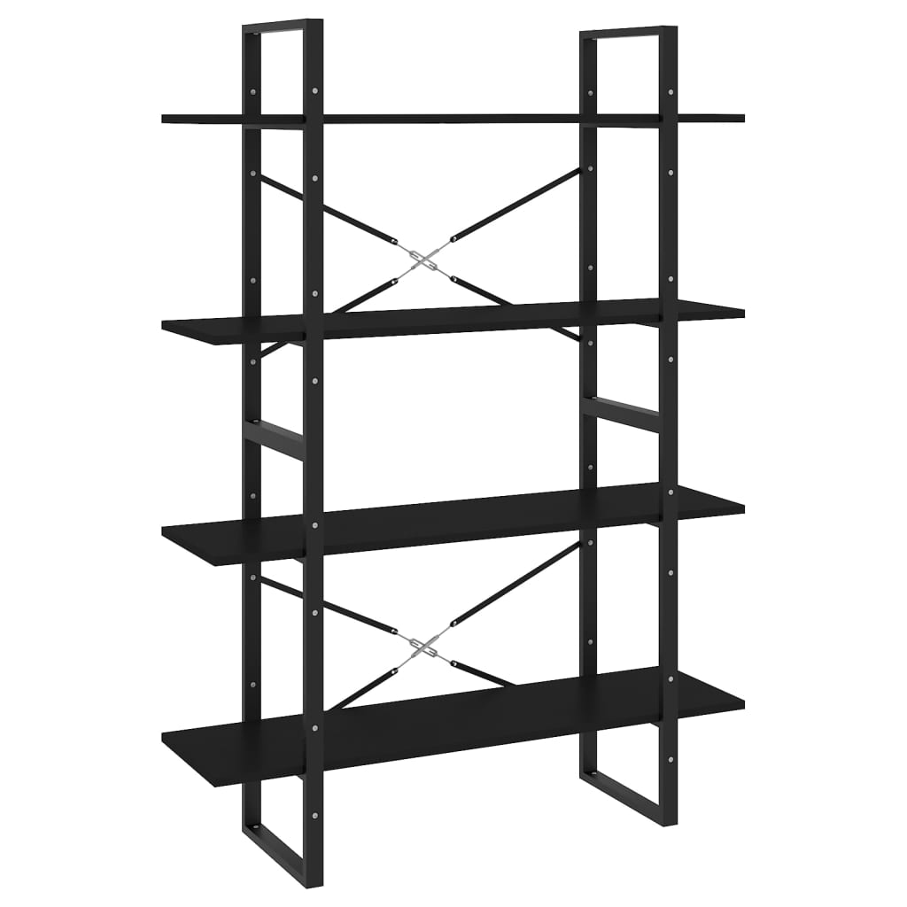 NNEVL 4-Tier Book Cabinet Black 100x30x140 cm Chipboard
