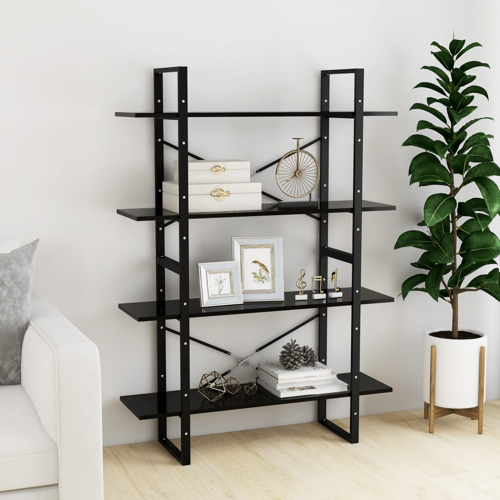 NNEVL 4-Tier Book Cabinet Black 100x30x140 cm Chipboard
