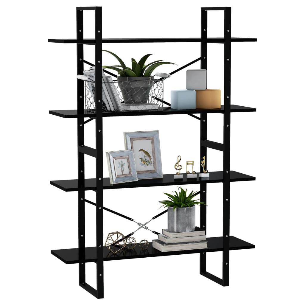 NNEVL 4-Tier Book Cabinet Black 100x30x140 cm Chipboard