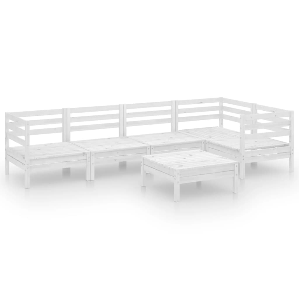 NNEVL 6 Piece Garden Lounge Set Solid Pinewood White