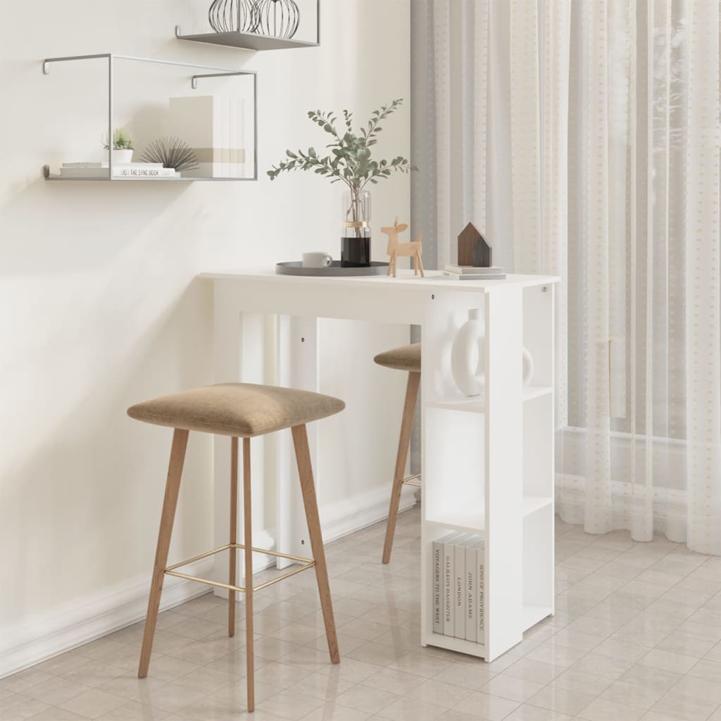 NNEVL Bar Table with Shelf White 102x50x103.5 cm Chipboard